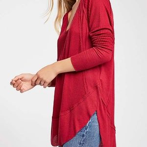 Free People Red Catalin Thermal Top Sz XS NWT